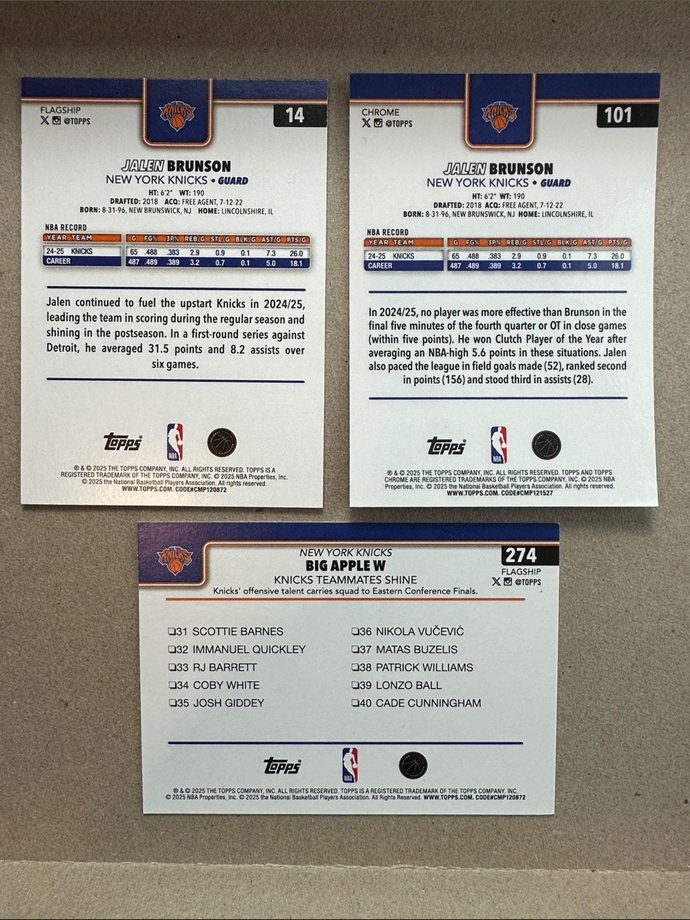 NY Knicks champions lot of 15 Jalen Brunson/Anunoby, KAT, Hart, Bridges, McBride - Picture 3 of 11